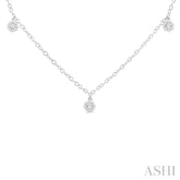 1/3 Ctw Lovebright Circular Mount Round Cut Diamond Station Necklace in 14K White Gold
